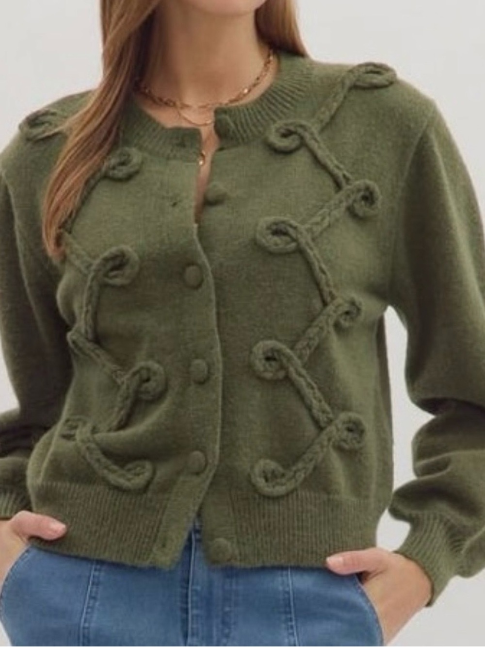 NWOT Entro Looped Trim Knit Cardigan